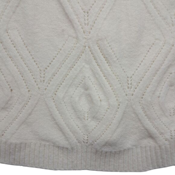 Talbots Sweater Women's Medium Petite Cream Ivory Pointelle Crew Neck Classic - Picture 5 of 8